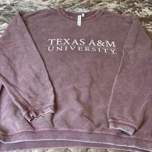 Chicka-d Corded Texas A&M Crewneck Sweatshirt  Ribbed Oversized  Athleisure